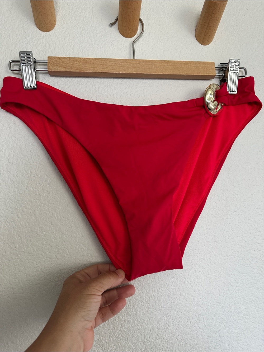 Red Bikini Bottom with Gold Accent